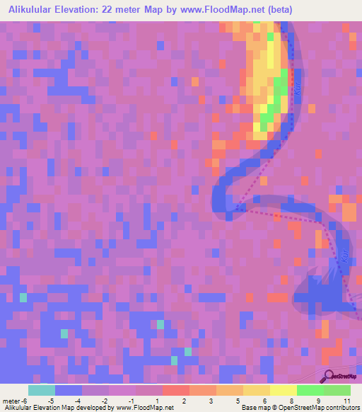Alikulular,Azerbaijan Elevation Map