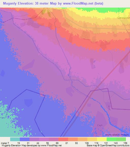 Muganly,Azerbaijan Elevation Map