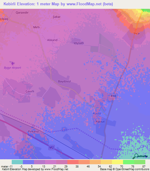 Kebirli,Azerbaijan Elevation Map