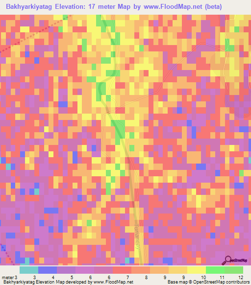 Bakhyarkiyatag,Azerbaijan Elevation Map