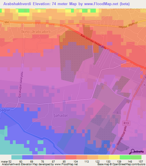 Arabshakhverdi,Azerbaijan Elevation Map