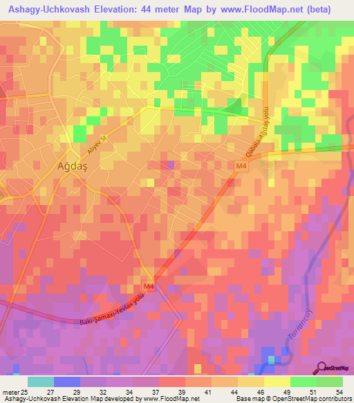 Ashagy-Uchkovash,Azerbaijan Elevation Map