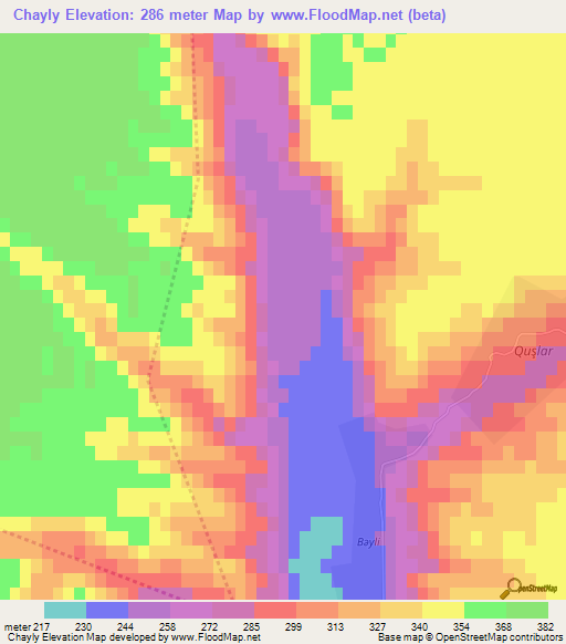 Chayly,Azerbaijan Elevation Map