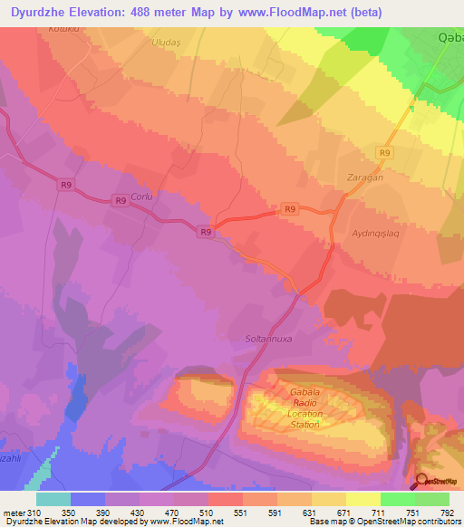 Dyurdzhe,Azerbaijan Elevation Map