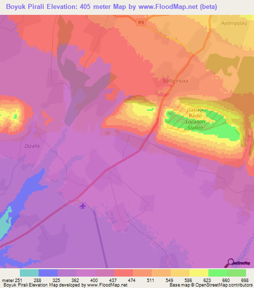 Boyuk Pirali,Azerbaijan Elevation Map