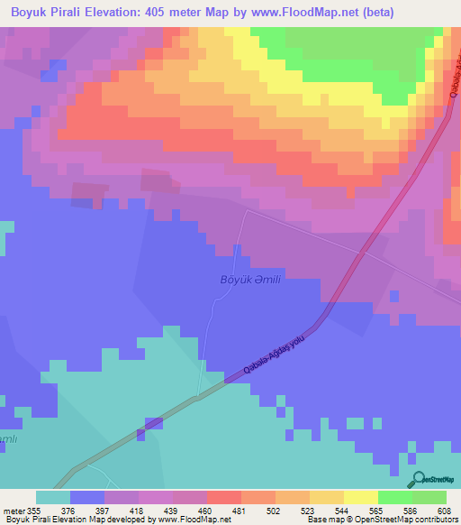 Boyuk Pirali,Azerbaijan Elevation Map