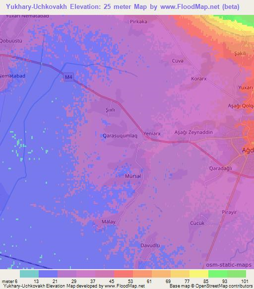 Yukhary-Uchkovakh,Azerbaijan Elevation Map