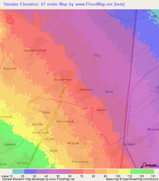 Danalar,Azerbaijan Elevation Map