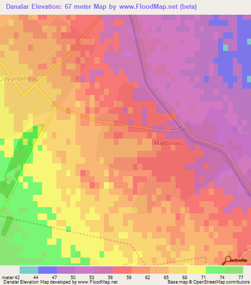 Danalar,Azerbaijan Elevation Map