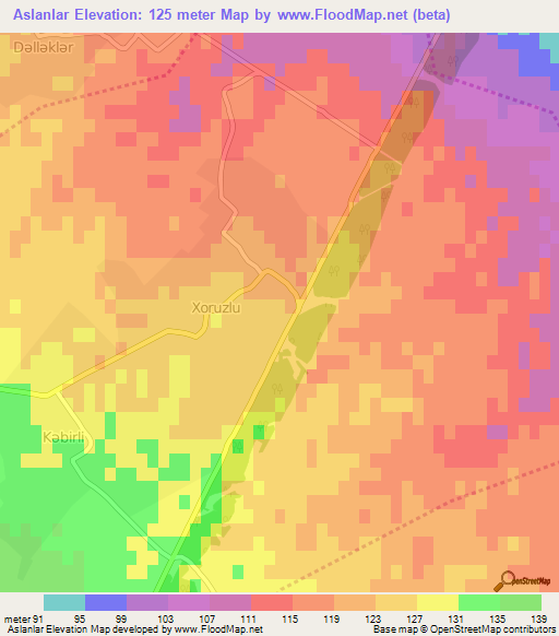 Aslanlar,Azerbaijan Elevation Map