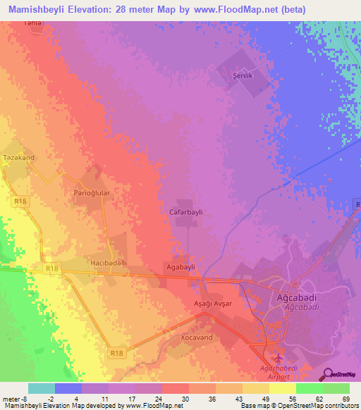 Mamishbeyli,Azerbaijan Elevation Map