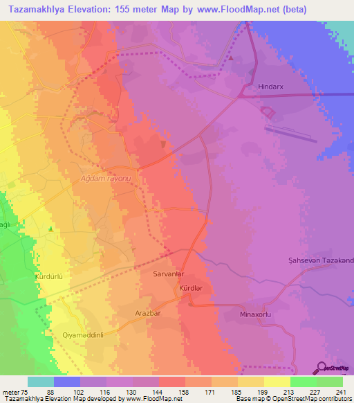 Tazamakhlya,Azerbaijan Elevation Map