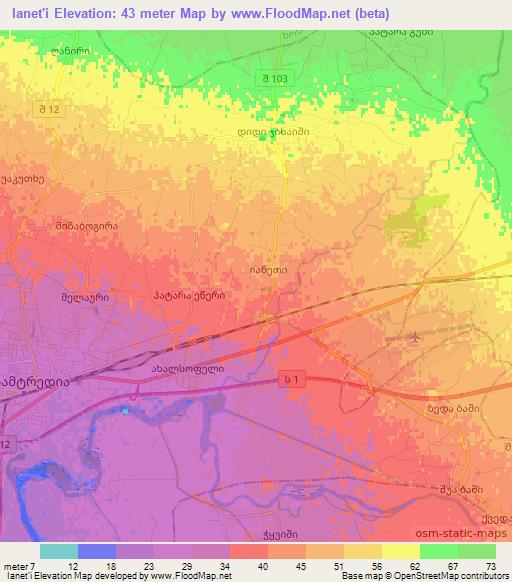 Ianet'i,Georgia Elevation Map