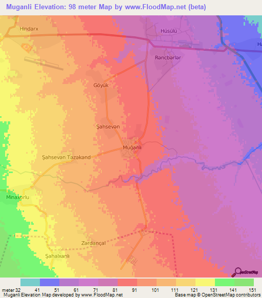 Muganli,Azerbaijan Elevation Map