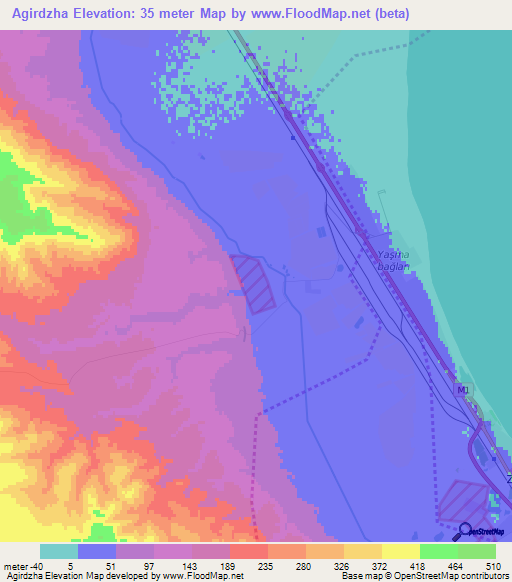 Agirdzha,Azerbaijan Elevation Map
