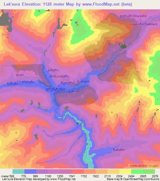 Lek'sura,Georgia Elevation Map