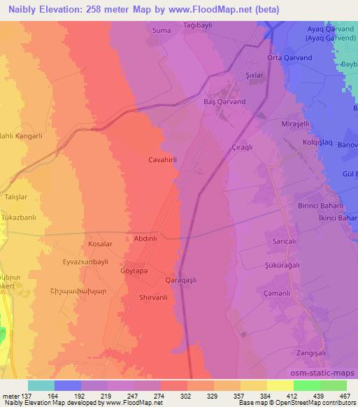 Naibly,Azerbaijan Elevation Map
