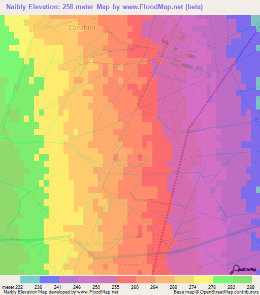 Naibly,Azerbaijan Elevation Map