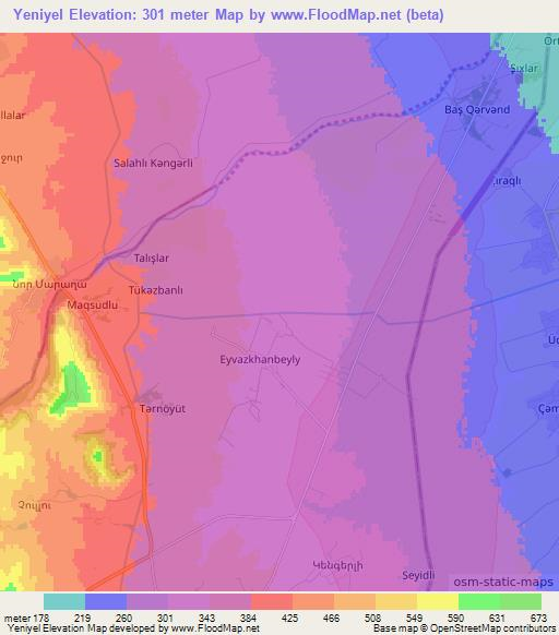 Yeniyel,Azerbaijan Elevation Map