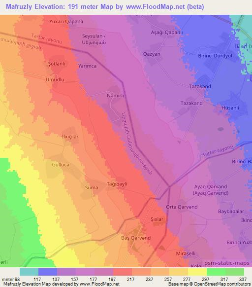 Mafruzly,Azerbaijan Elevation Map