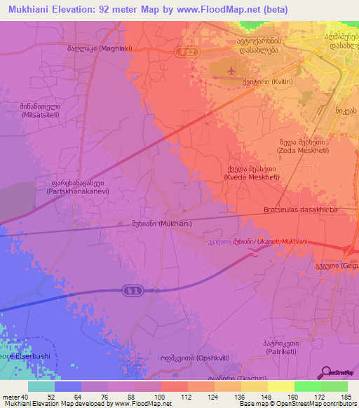 Mukhiani,Georgia Elevation Map