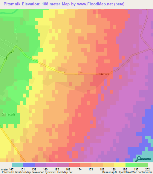 Pitomnik,Azerbaijan Elevation Map