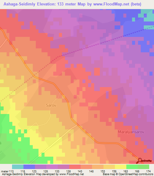 Ashaga-Seidimly,Azerbaijan Elevation Map