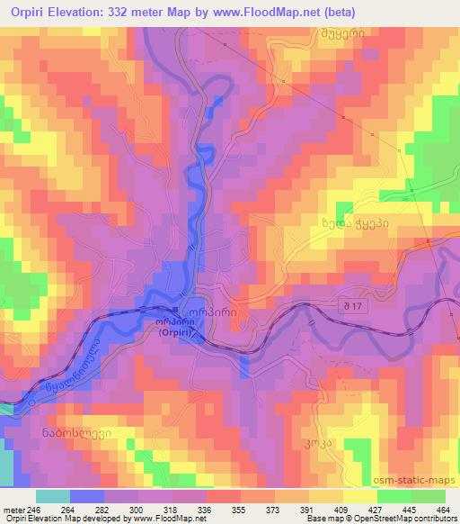 Orpiri,Georgia Elevation Map