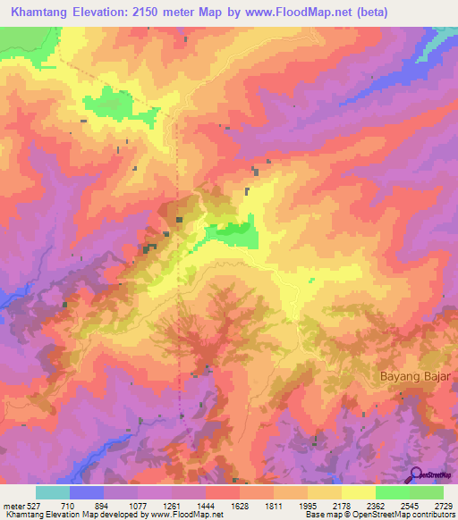 Khamtang,Nepal Elevation Map