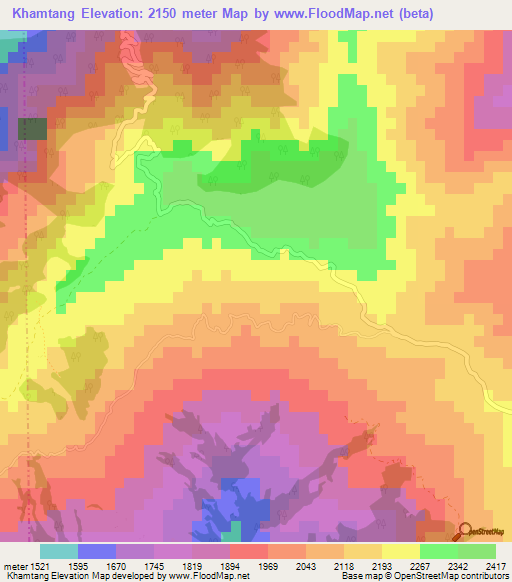 Khamtang,Nepal Elevation Map