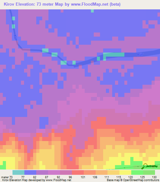 Kirov,Azerbaijan Elevation Map