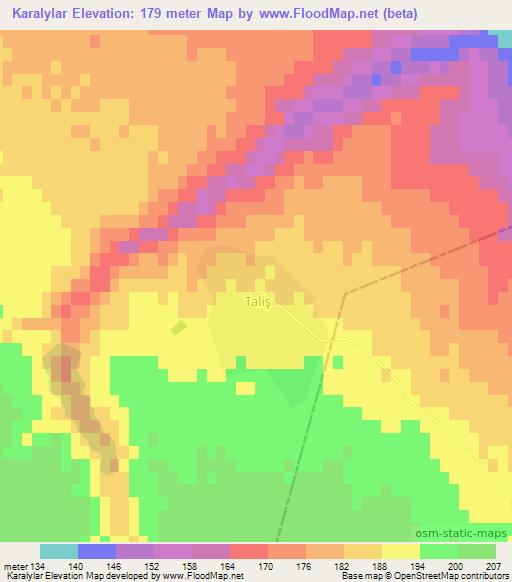 Karalylar,Azerbaijan Elevation Map