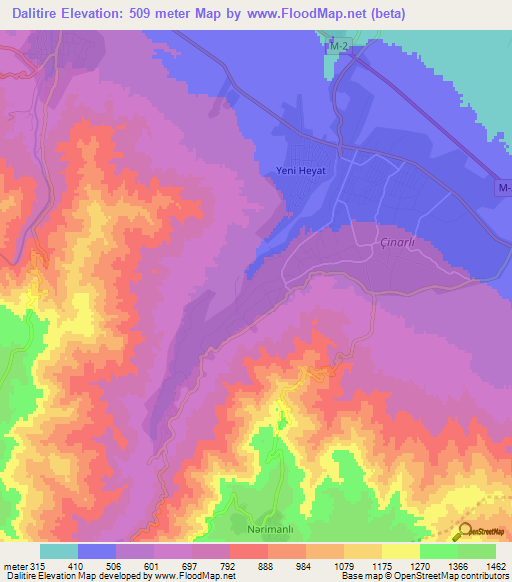 Dalitire,Azerbaijan Elevation Map