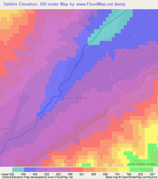 Dalitire,Azerbaijan Elevation Map