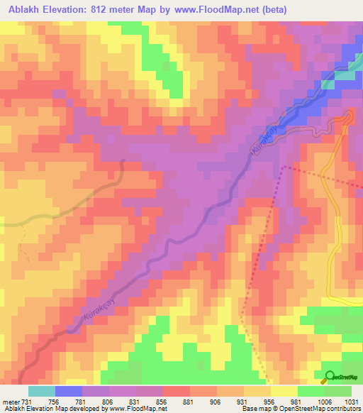 Ablakh,Azerbaijan Elevation Map