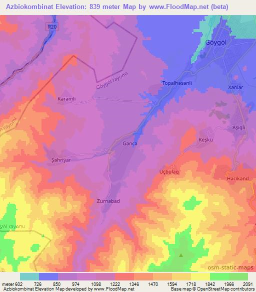 Azbiokombinat,Azerbaijan Elevation Map