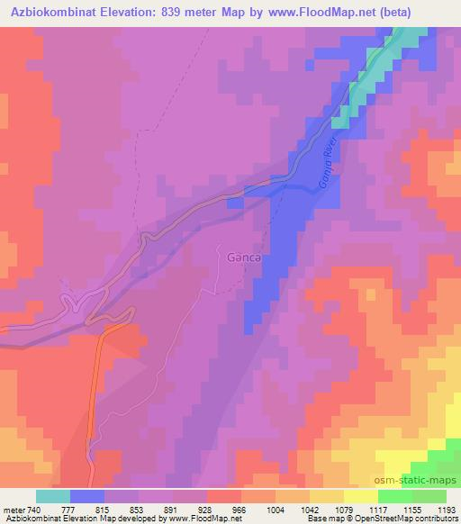 Azbiokombinat,Azerbaijan Elevation Map