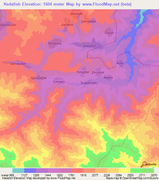 Kedalish,Azerbaijan Elevation Map