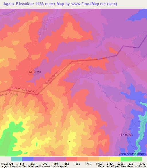 Aganz,Azerbaijan Elevation Map