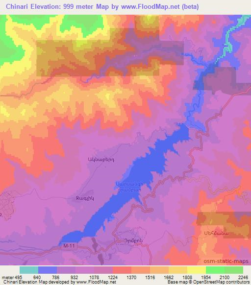 Chinari,Azerbaijan Elevation Map