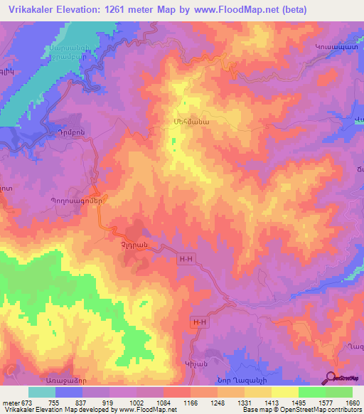 Vrikakaler,Azerbaijan Elevation Map