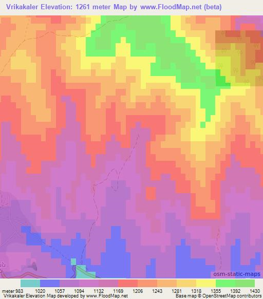 Vrikakaler,Azerbaijan Elevation Map