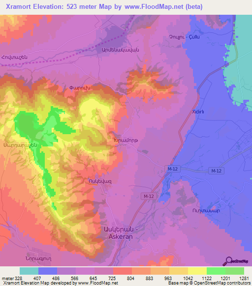 Xramort,Azerbaijan Elevation Map