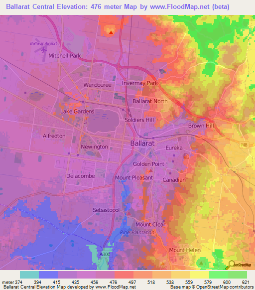 Ballarat Central,Australia Elevation Map