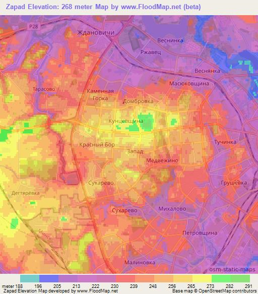 Zapad,Belarus Elevation Map