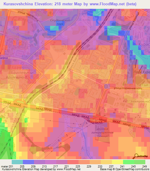 Kurasovshchina,Belarus Elevation Map