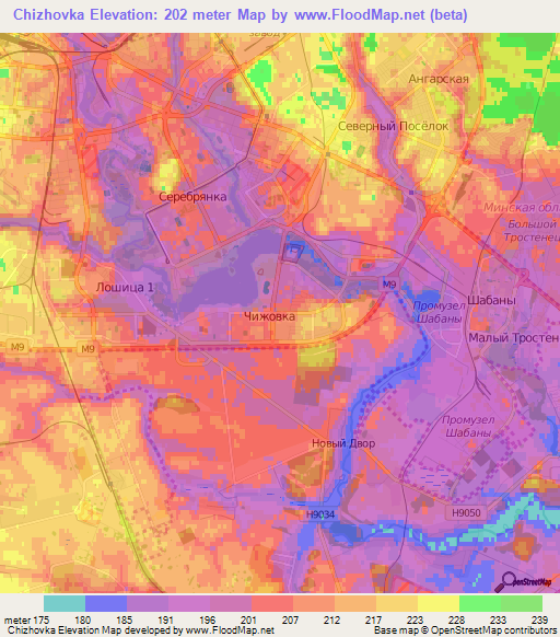 Chizhovka,Belarus Elevation Map