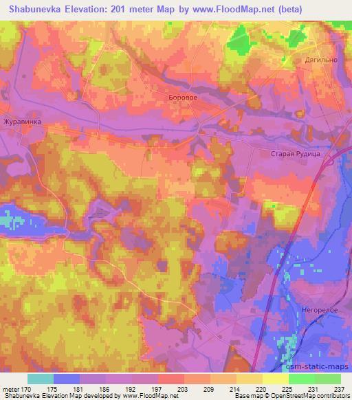 Shabunevka,Belarus Elevation Map