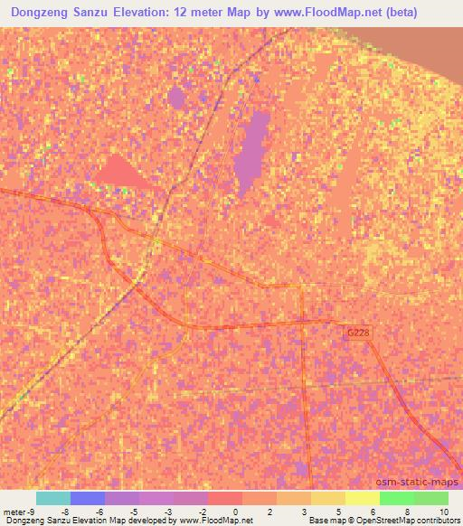 Dongzeng Sanzu,China Elevation Map