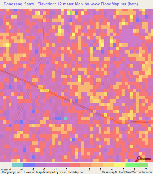 Dongzeng Sanzu,China Elevation Map